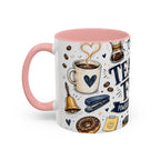 Teacher Fuel Coffee Mug | Powered by Coffee and Wine Funny Gift | Accent Color Ceramic 11oz 15oz