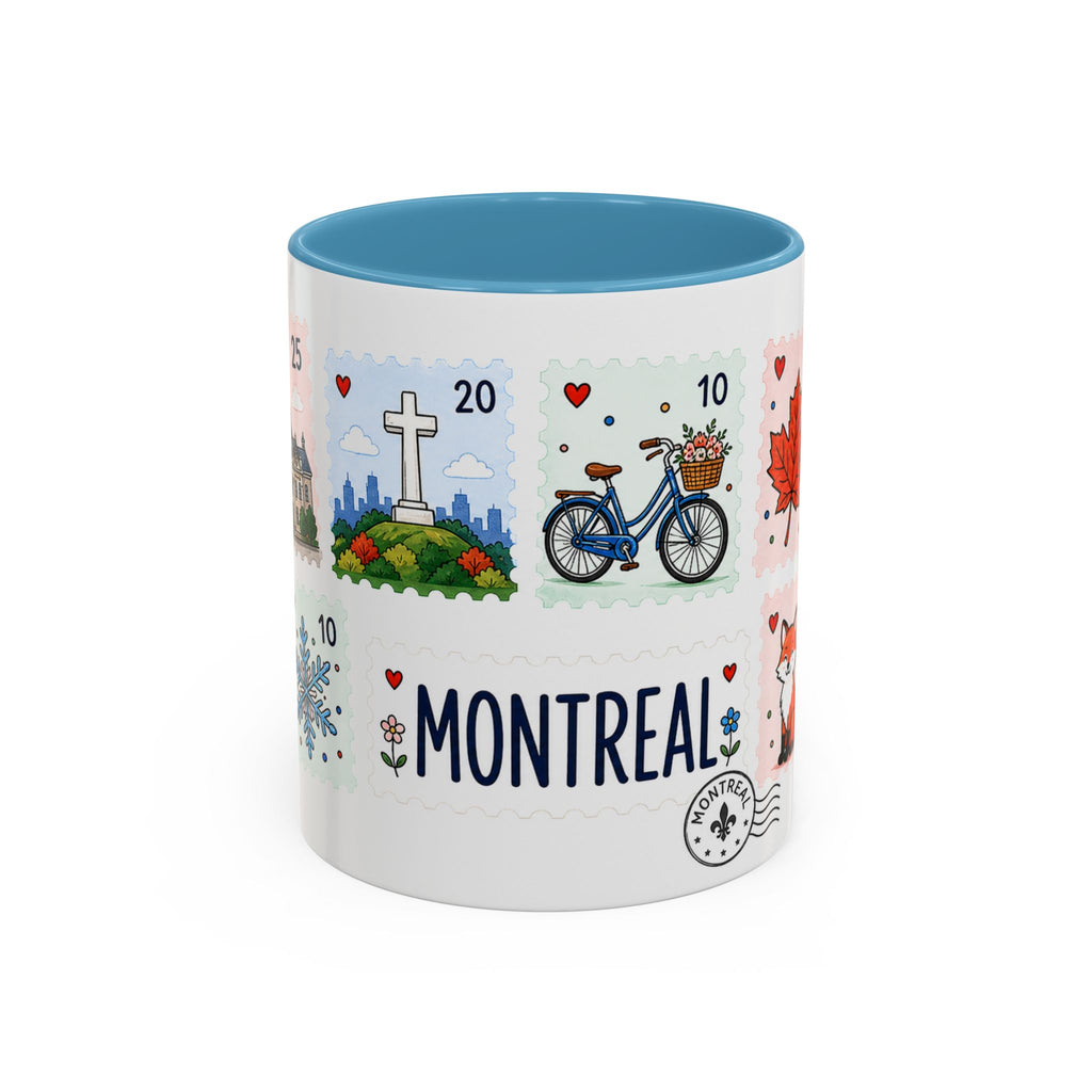 Montreal Coffee Mug | Postage Stamp Collage Mug | Travel Souvenir Accent Cup 11oz 15oz