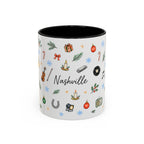 Nashville Christmas Mug | Watercolor City Souvenir, Acoustic Guitar, Harmonica (11oz 15oz)