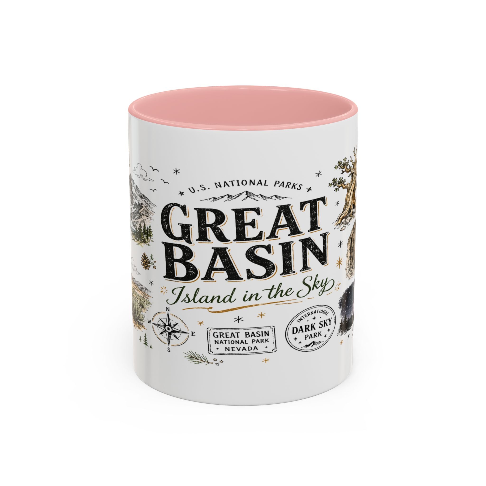 Great Basin National Park Coffee Mug | Nevada Desert Stargazing Hiking Gift | Accent Color Ceramic 11oz 15oz