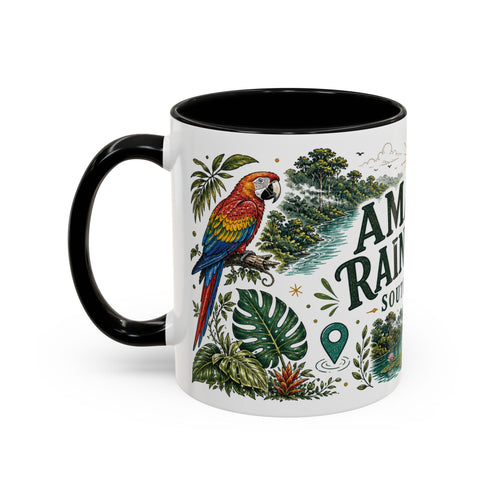 Amazon Rainforest Coffee Mug | Travel Destination Souvenir Gift | Accent Color Ceramic 11oz 15oz