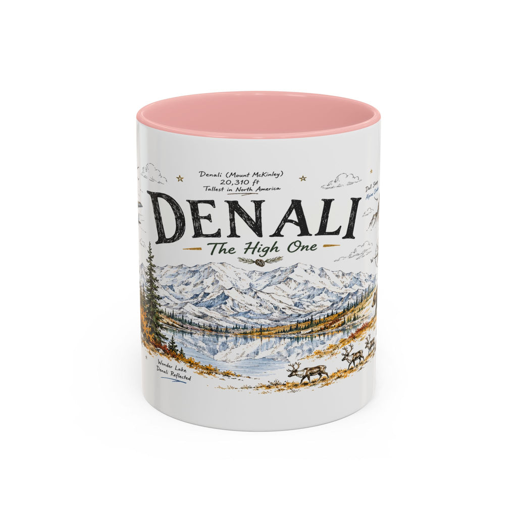 Denali National Park Coffee Mug | Alaska National Park Hiking Gift | Accent Color Ceramic 11oz 15oz