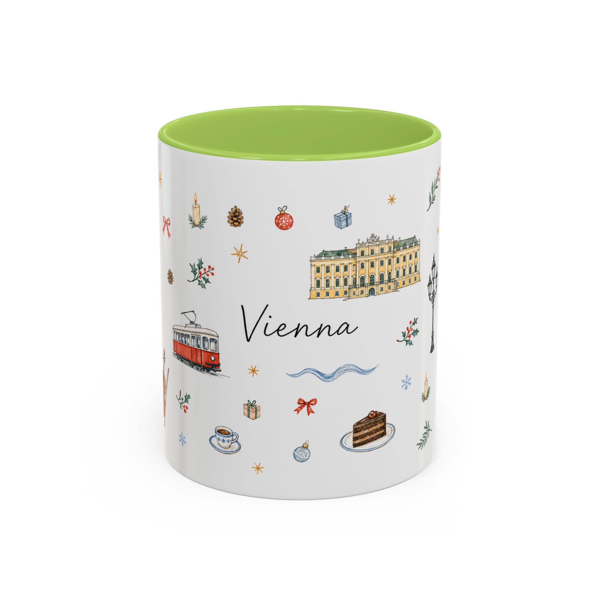 Vienna Christmas Mug | Watercolor Travel Souvenir | Holiday Gift | Accent Ceramic Coffee Cup 11oz 15oz