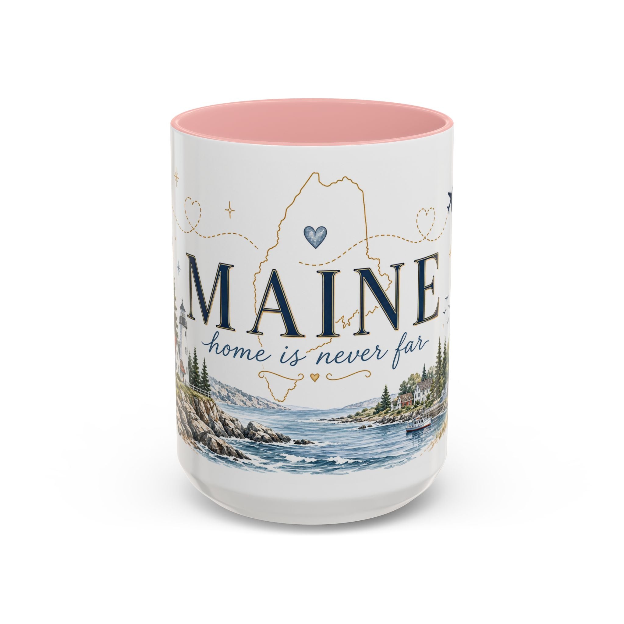 Maine State Mug | Moving Away, Long Distance Friendship Gift | 11oz 15oz Accent Mug