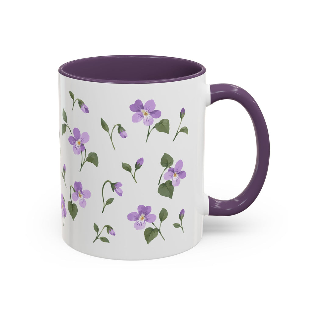 New Jersey Violet Mug, State Flower Floral Coffee Cup, 11oz Botanical Gift