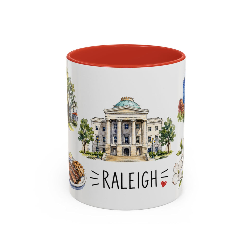 Raleigh Illustrated Travel Mug | City Souvenir Accent Coffee Mug | 11oz 15oz Ceramic Cup
