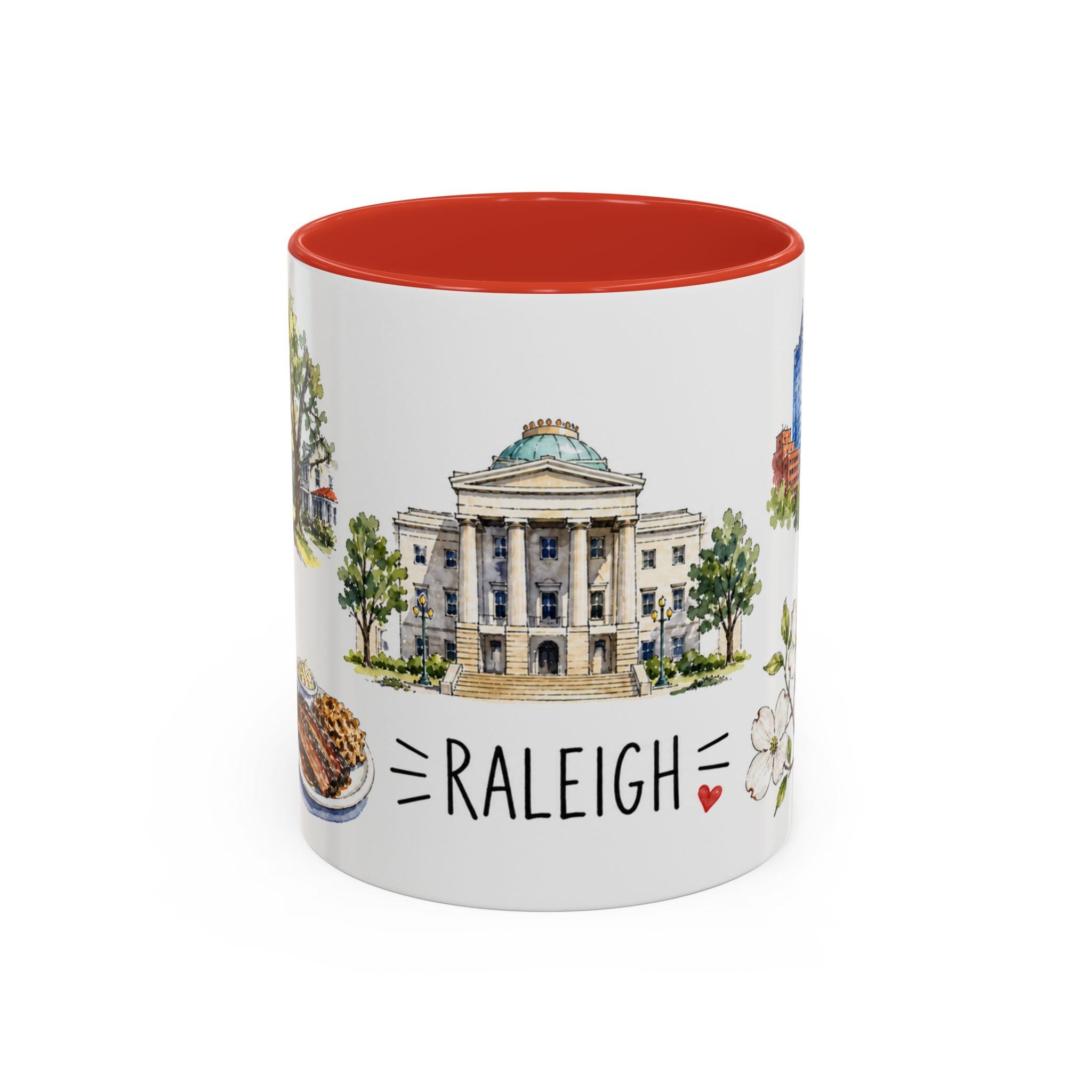 Raleigh Illustrated Travel Mug | City Souvenir Accent Coffee Mug | 11oz 15oz Ceramic Cup