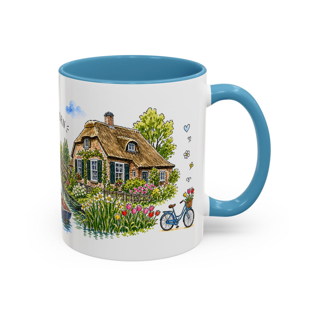 Giethoorn Illustrated Travel Mug | Netherlands Souvenir Accent Coffee Mug | 11oz 15oz Ceramic Cup