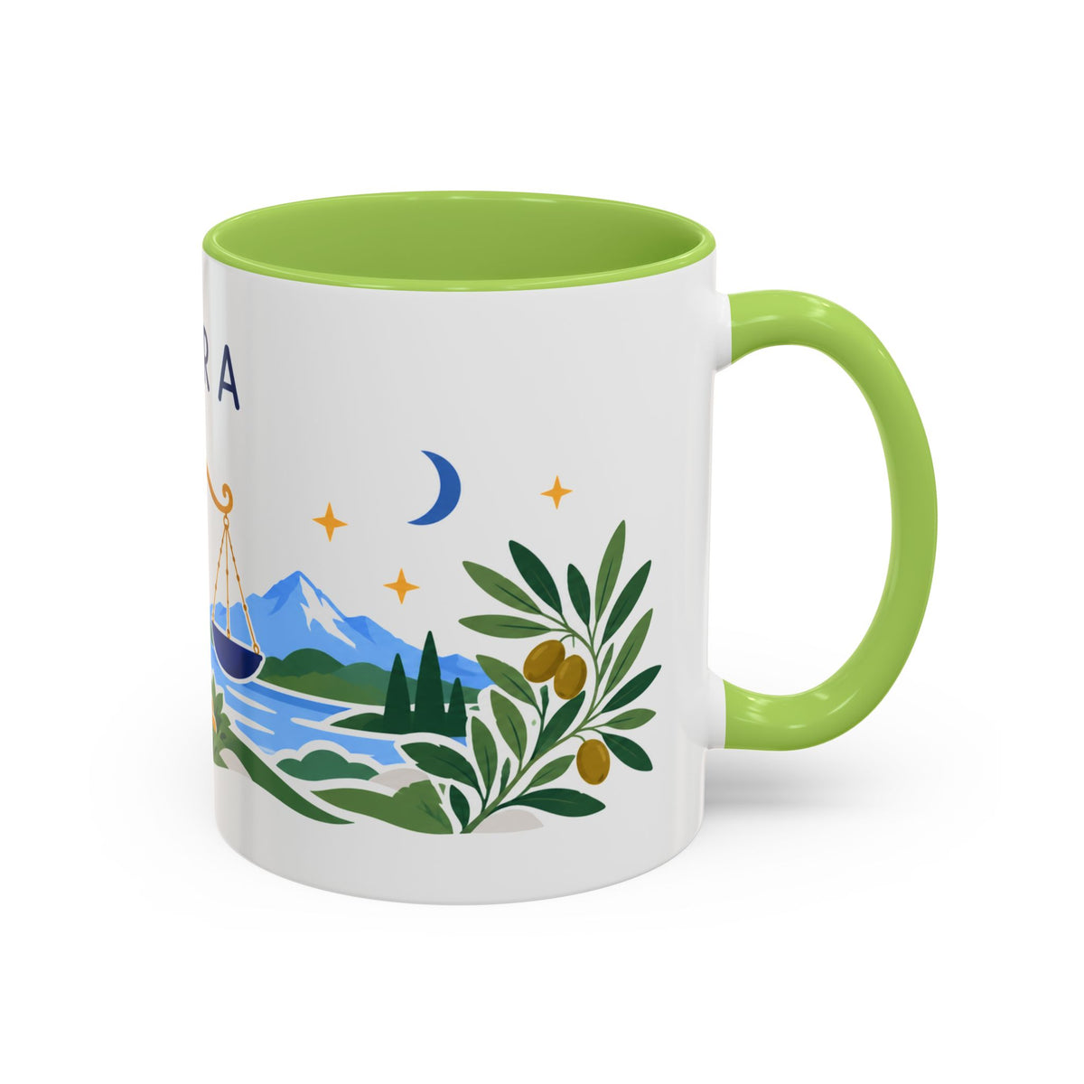 Libra Zodiac Coffee Mug | Scales and Rose Design | Astrology Birthday Gift | 11 oz 15 oz Ceramic Accent Mug