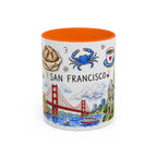 San Francisco Illustrated Travel Mug | City Souvenir Accent Coffee Mug | 11oz 15oz Ceramic Cup