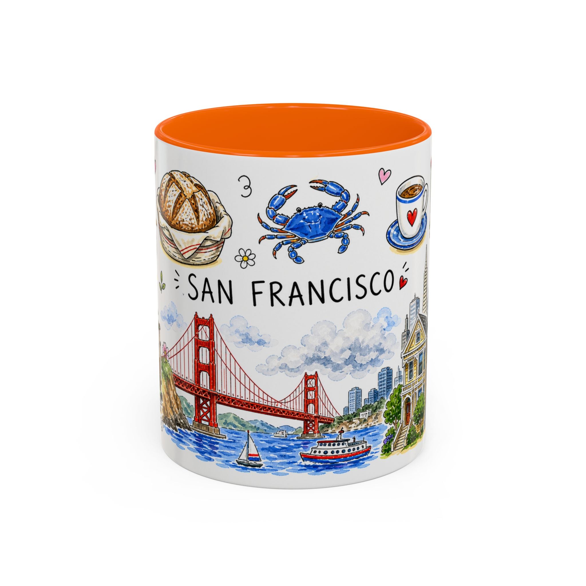 San Francisco Illustrated Travel Mug | City Souvenir Accent Coffee Mug | 11oz 15oz Ceramic Cup