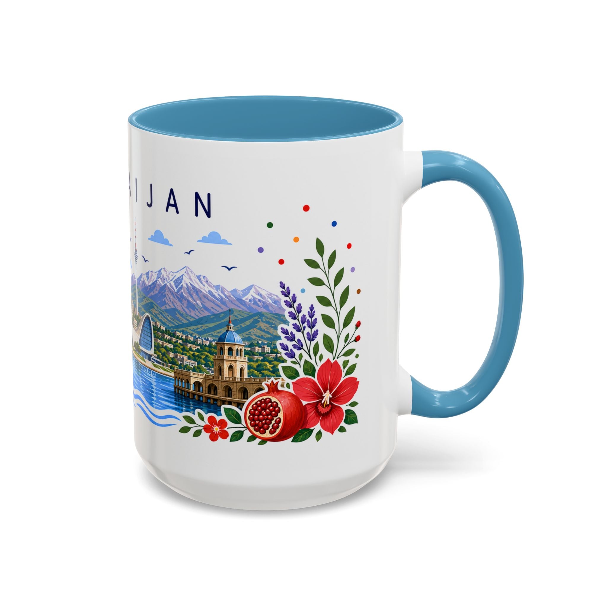 Azerbaijan Coffee Mug | Travel Souvenir Accent Mug | Place Gift Ceramic Cup 11oz 15oz