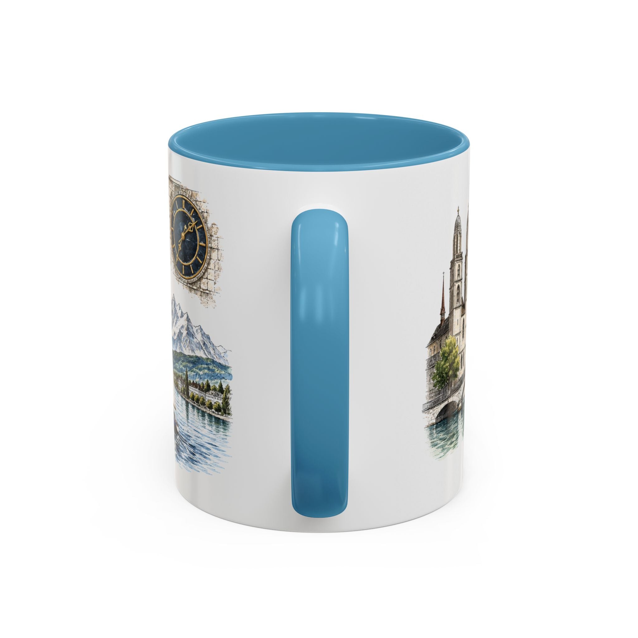 Zurich Coffee Mug | Switzerland Travel Souvenir | Vintage Illustrated City Gift | 11 oz 15 oz Accent Mug