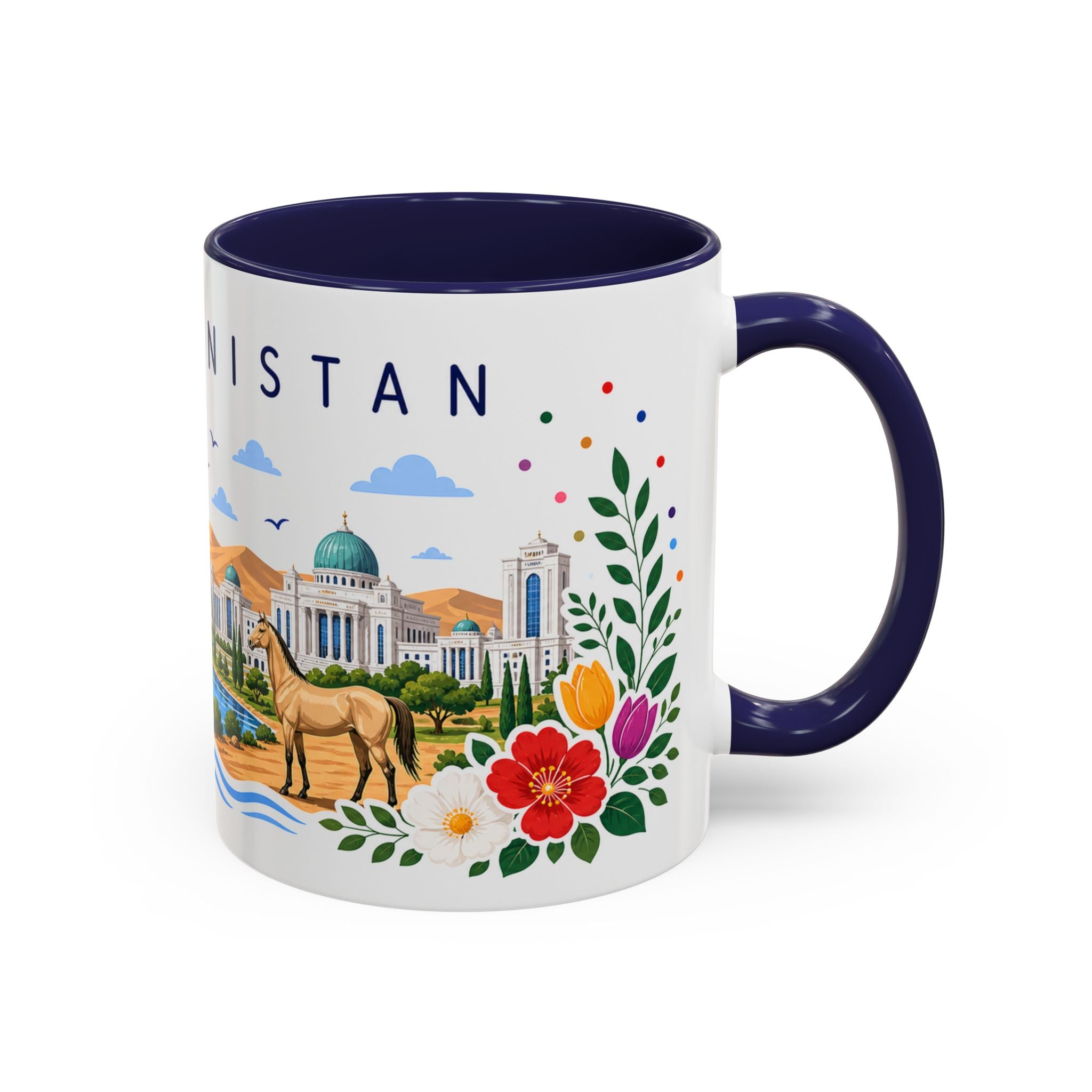 Turkmenistan Coffee Mug | Travel Souvenir Accent Mug | Place Gift Ceramic Cup 11oz 15oz