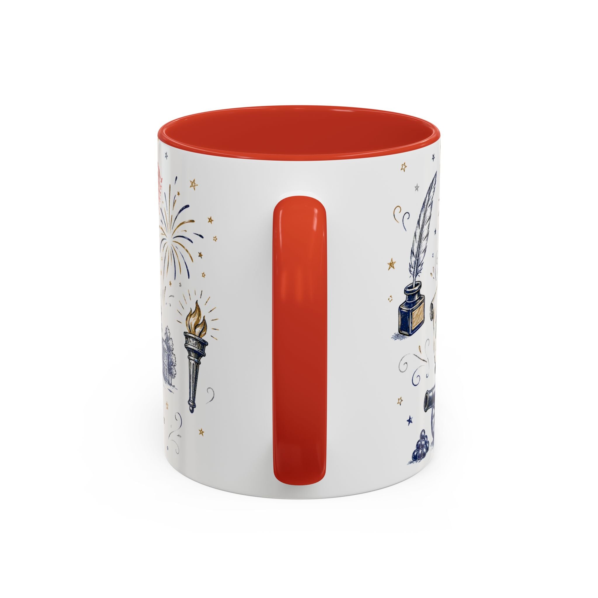 America 250 Coffee Mug | 1776-2026 Patriotic 4th of July Gift | Accent Color Ceramic 11oz 15oz