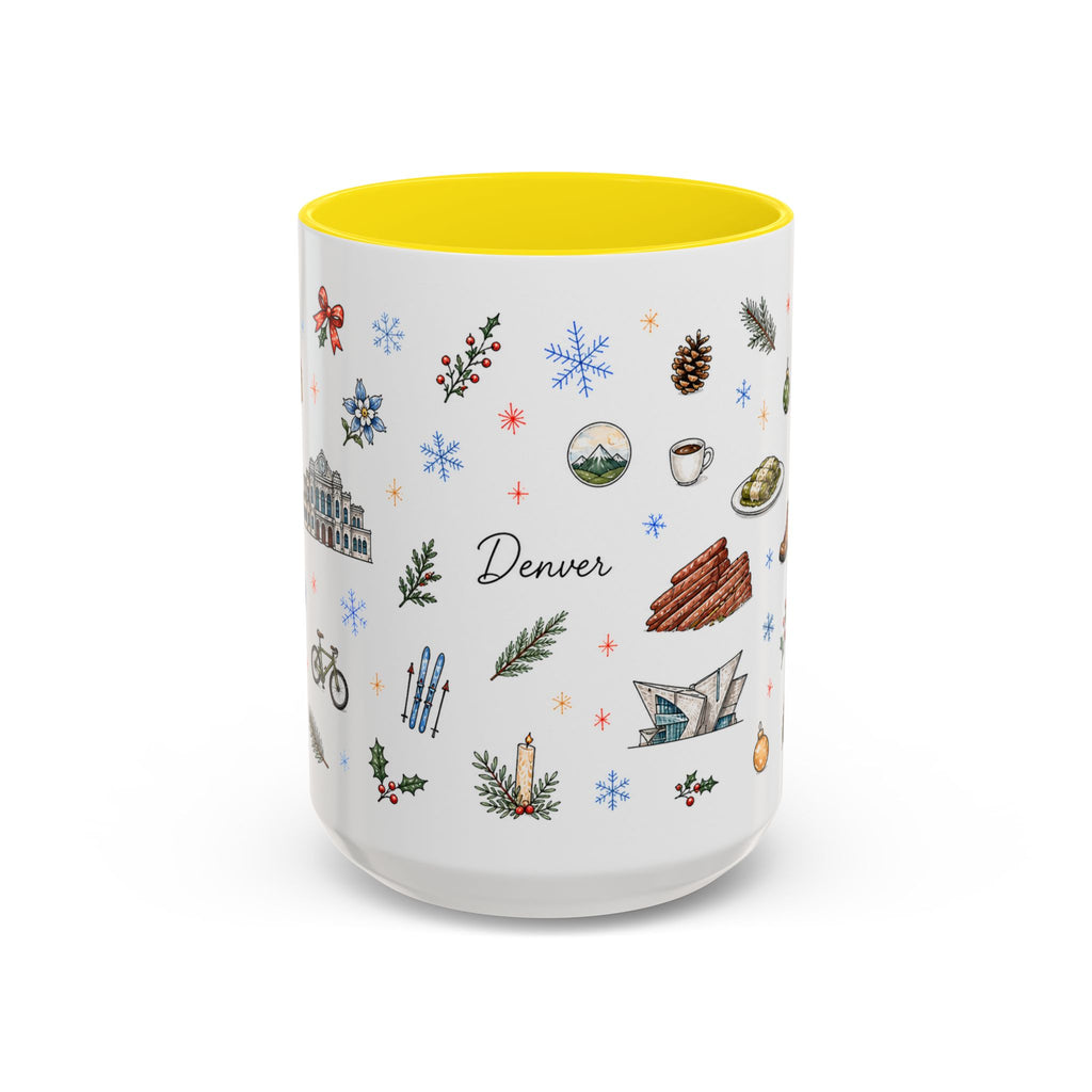 Denver Christmas Mug | Watercolor City Souvenir, Holiday Travel Gift (11oz/15oz)