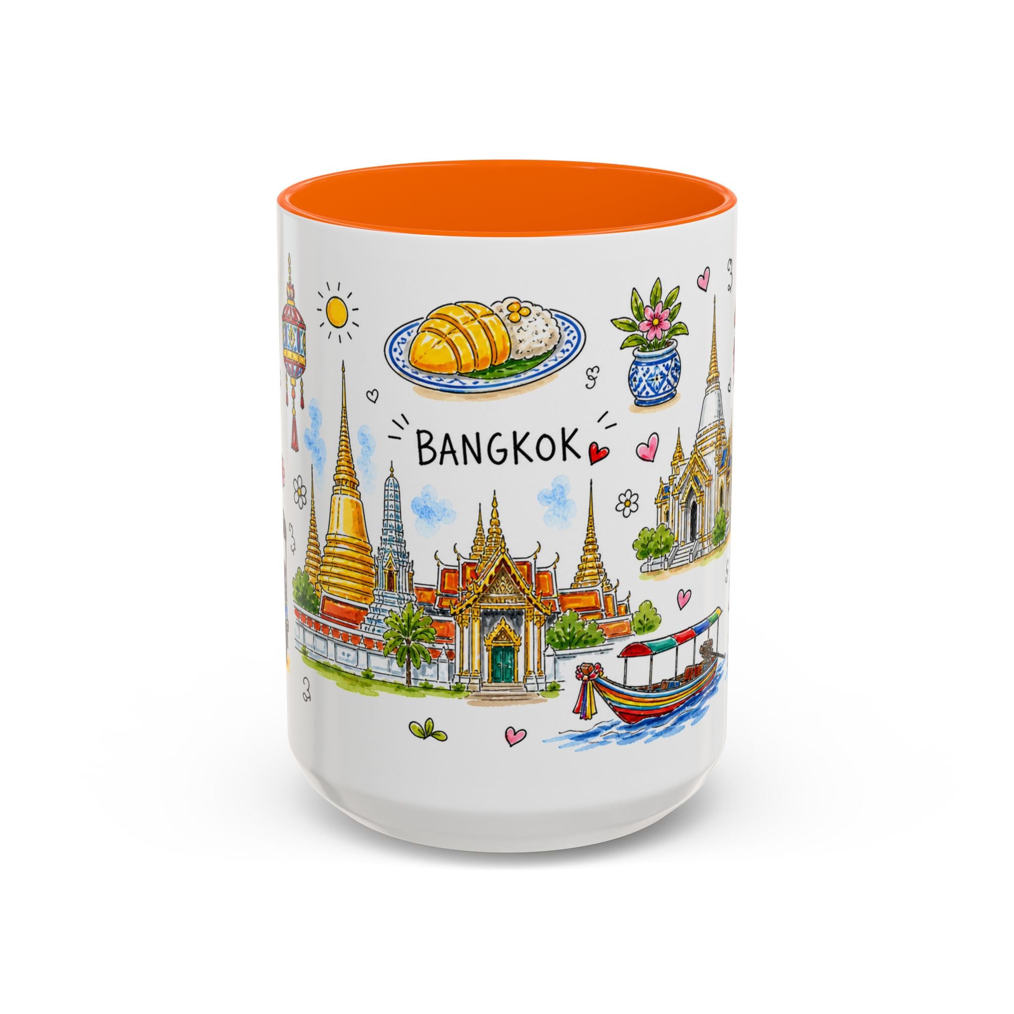 Bangkok Illustrated Travel Mug | City Souvenir Accent Coffee Mug | 11oz 15oz Ceramic Cup