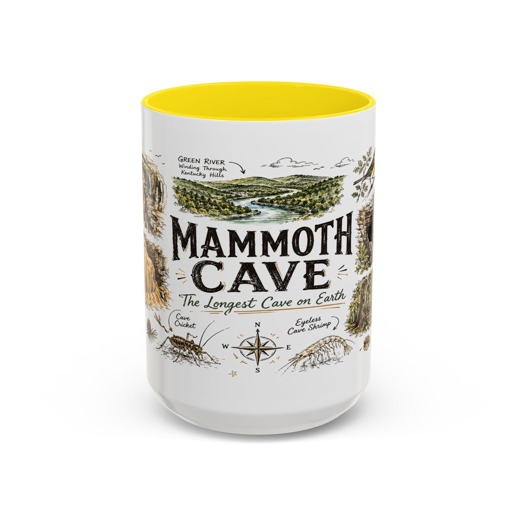 Mammoth Cave National Park Coffee Mug | Kentucky Cave Exploration Hiking Gift | Accent Color Ceramic 11oz 15oz