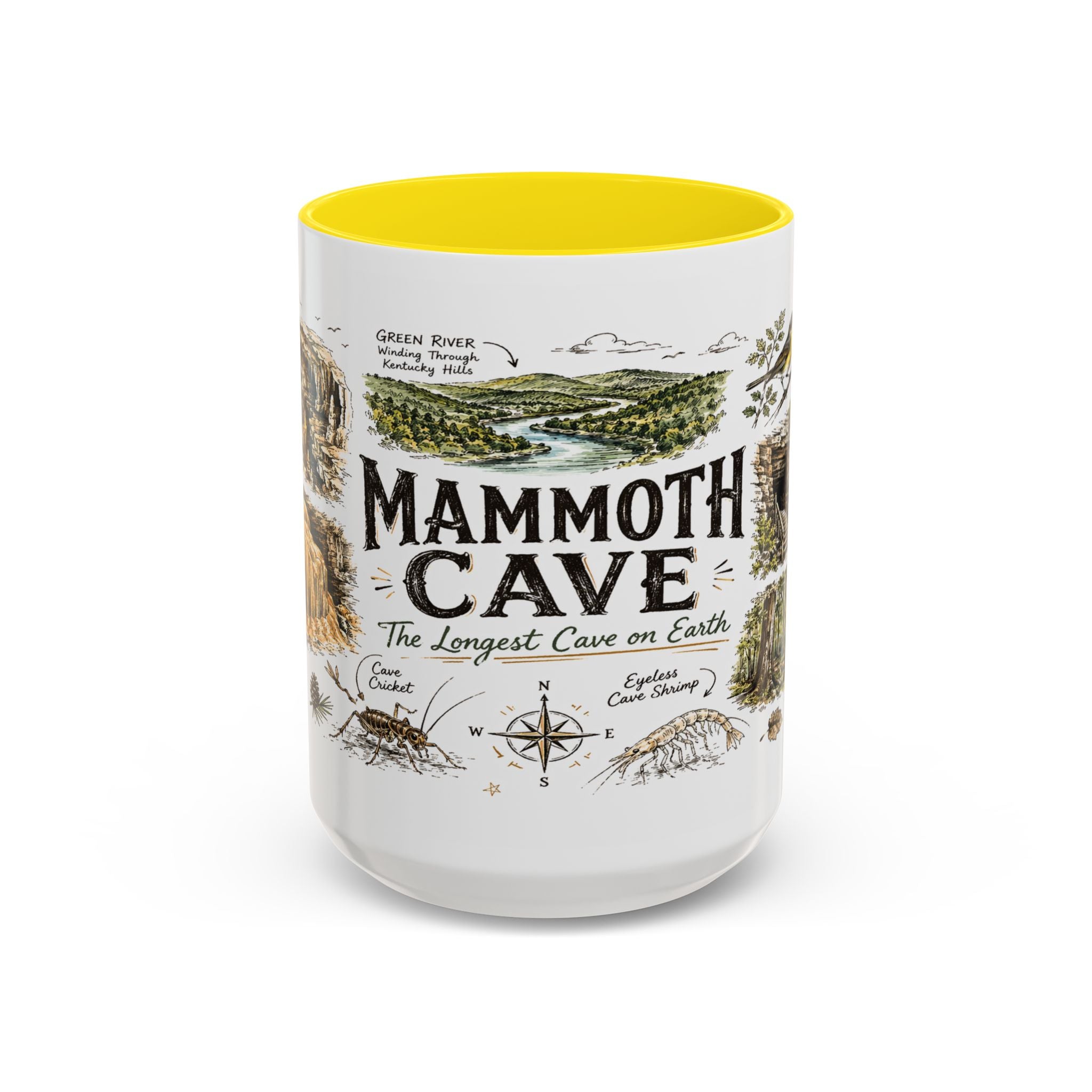 Mammoth Cave National Park Coffee Mug | Kentucky Cave Exploration Hiking Gift | Accent Color Ceramic 11oz 15oz