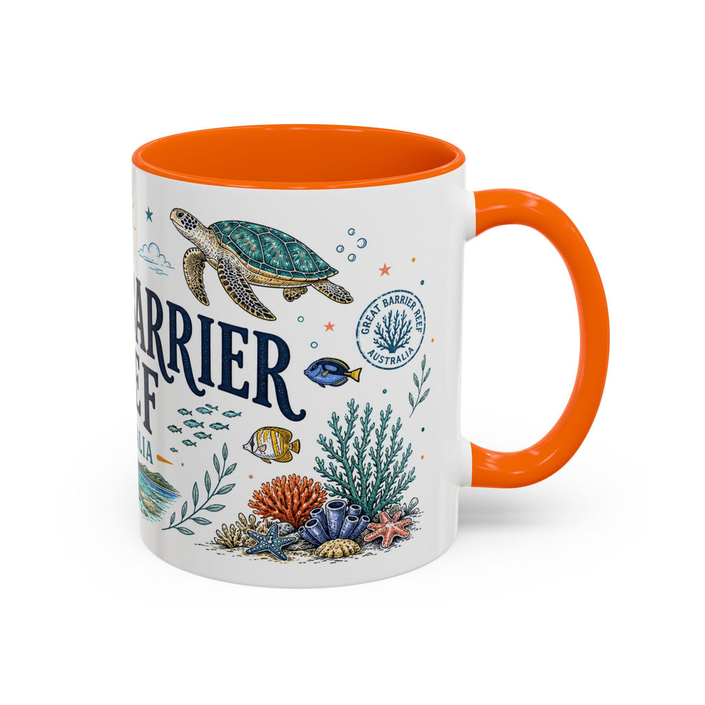 Great Barrier Reef Coffee Mug | Travel Destination Souvenir Gift | Accent Color Ceramic 11oz 15oz