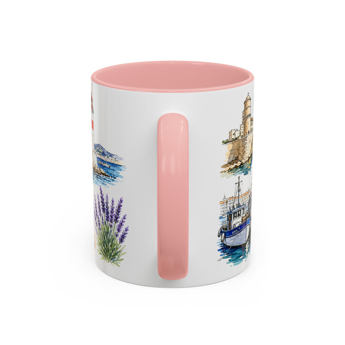 Marseille Illustrated Travel Mug | City Souvenir Accent Coffee Mug | 11oz 15oz Ceramic Cup