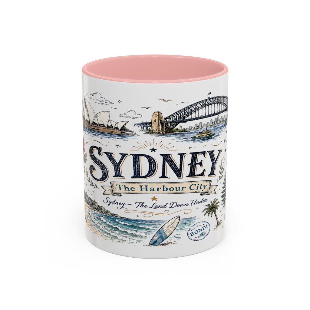 Sydney Coffee Mug | Australia Souvenir Travel Gift | Accent Color Ceramic 11oz 15oz