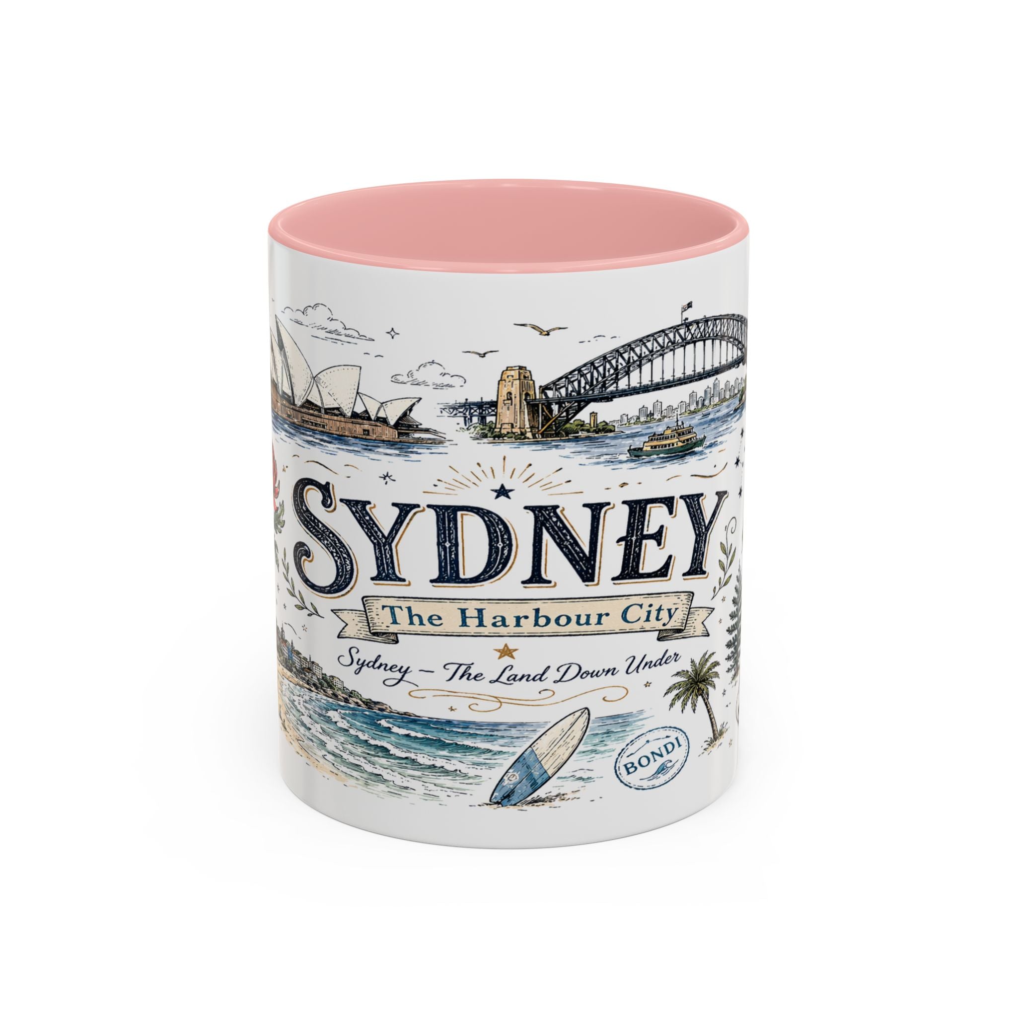 Sydney Coffee Mug | Australia Souvenir Travel Gift | Accent Color Ceramic 11oz 15oz