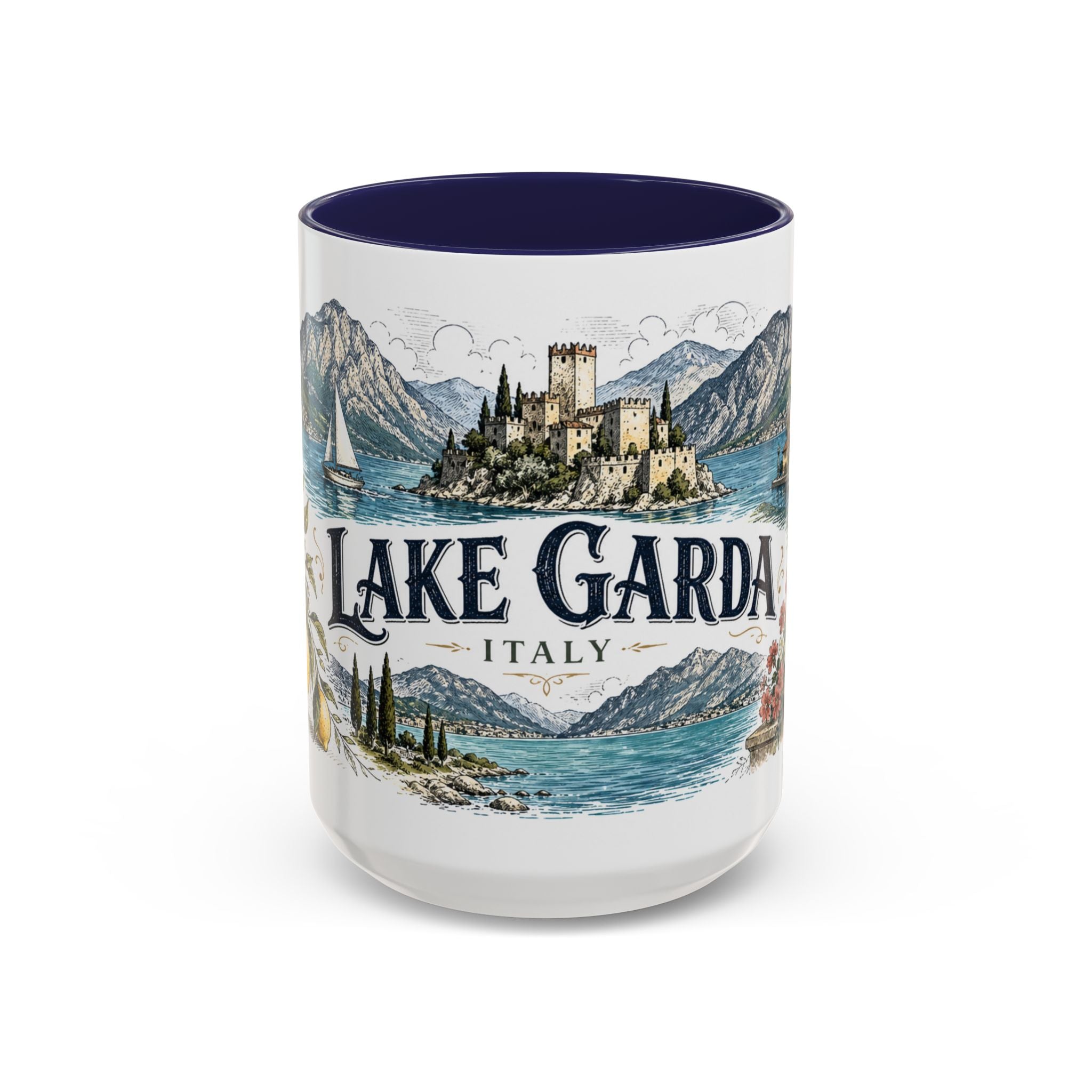Lake Garda Mug, Italy Travel Souvenir, Bucket List Gift, Accent Ceramic Coffee Mug 11oz 15oz