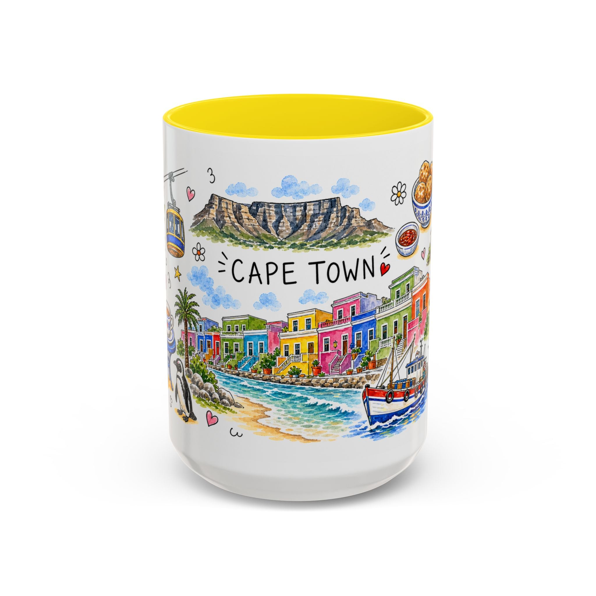 Cape Town Illustrated Travel Mug | City Souvenir Accent Coffee Mug | 11oz 15oz Ceramic Cup