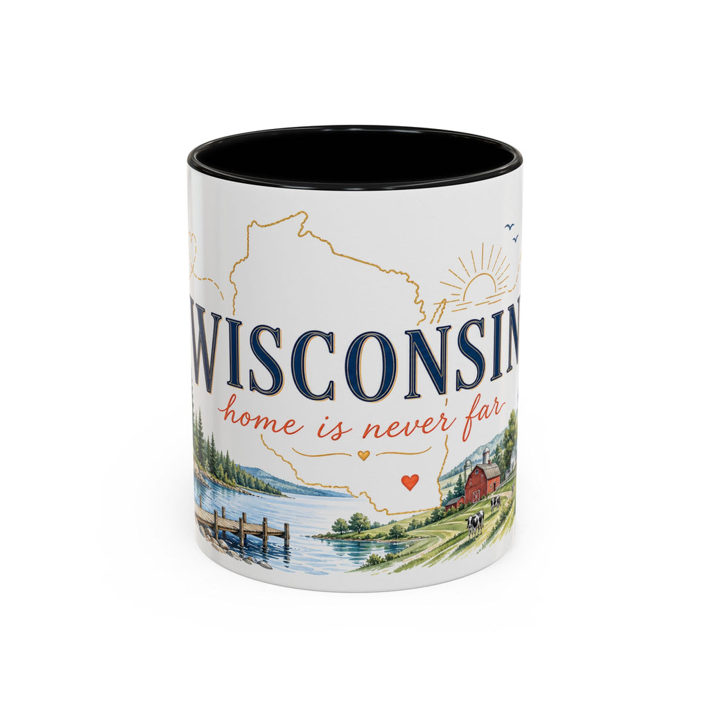 Wisconsin Home State Mug | Moving Away Gift | Long Distance Friendship Coffee Cup | 11oz 15oz Accent Mug