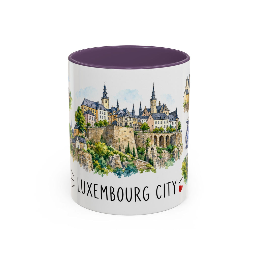 Luxembourg City Illustrated Travel Mug | City Souvenir Accent Coffee Mug | 11oz 15oz Ceramic Cup
