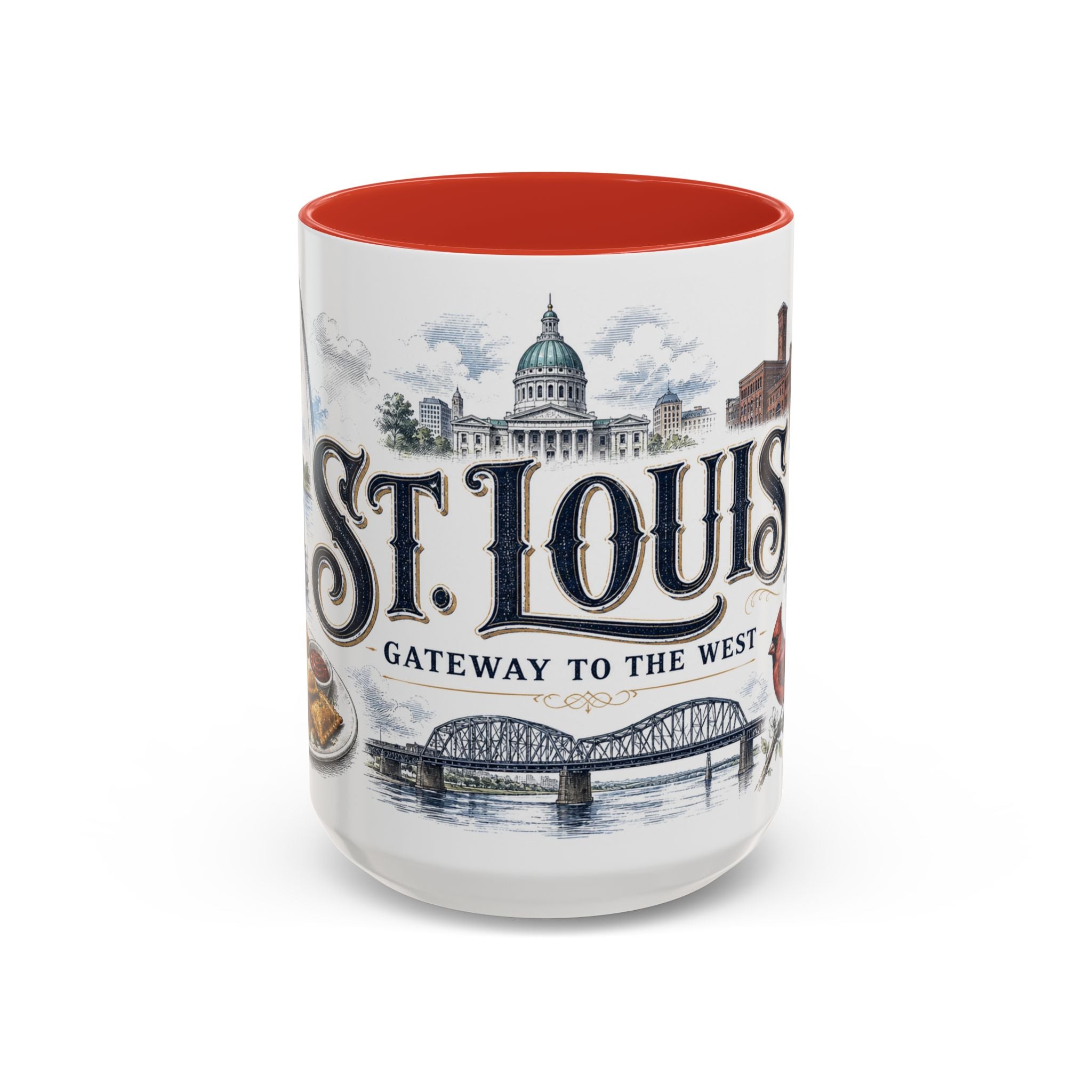 St Louis Coffee Mug | United States Travel Souvenir | Vintage Illustrated City Gift | 11 oz 15 oz Accent Mug