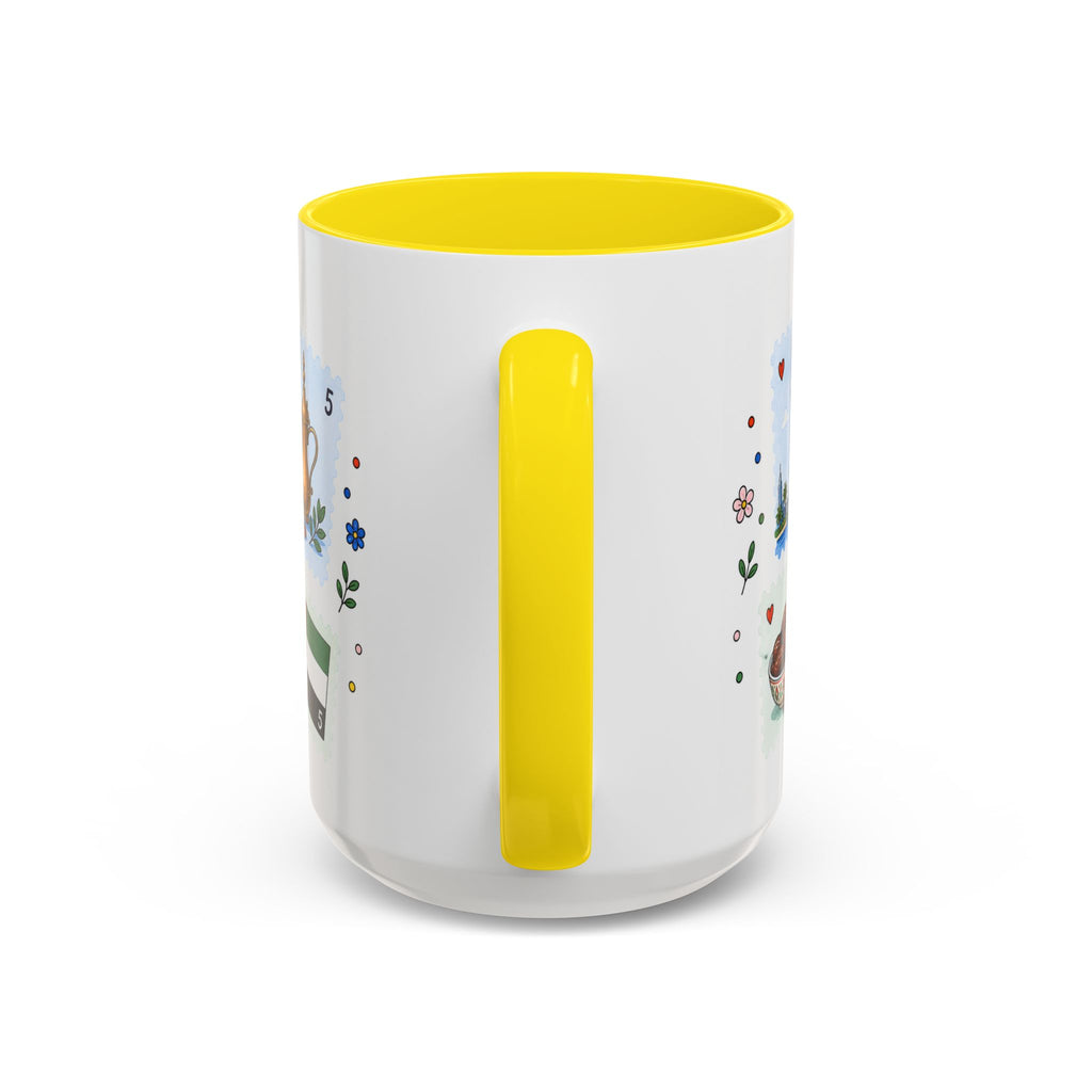 Dubai Coffee Mug | Postage Stamp Collage Mug | Travel Souvenir Accent Cup 11oz 15oz