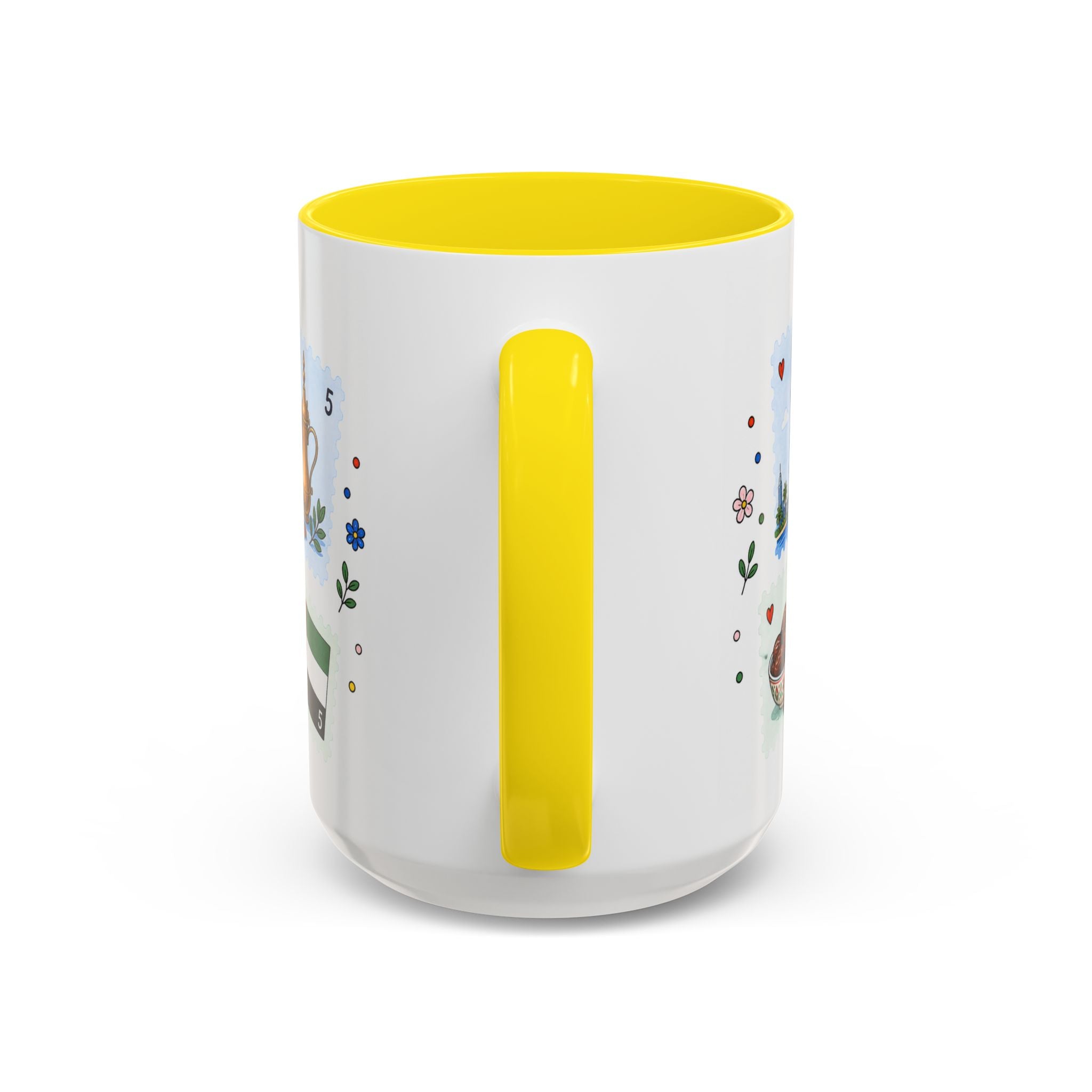 Dubai Coffee Mug | Postage Stamp Collage Mug | Travel Souvenir Accent Cup 11oz 15oz
