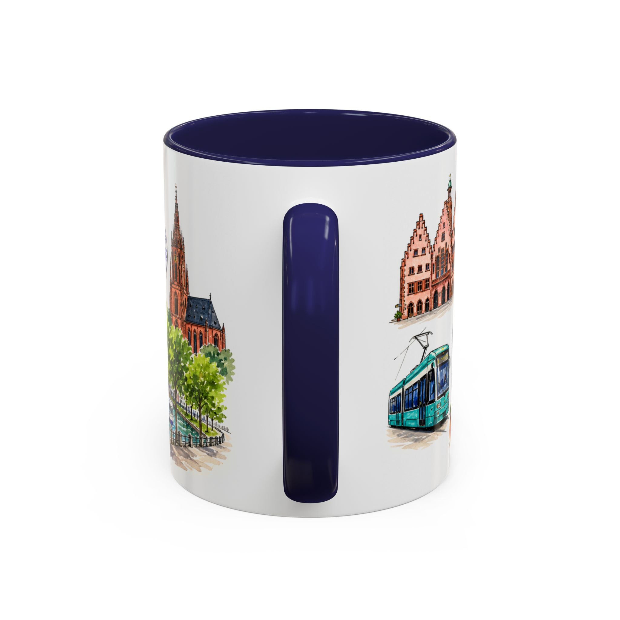 Frankfurt Illustrated Travel Mug | City Souvenir Accent Coffee Mug | 11oz 15oz Ceramic Cup