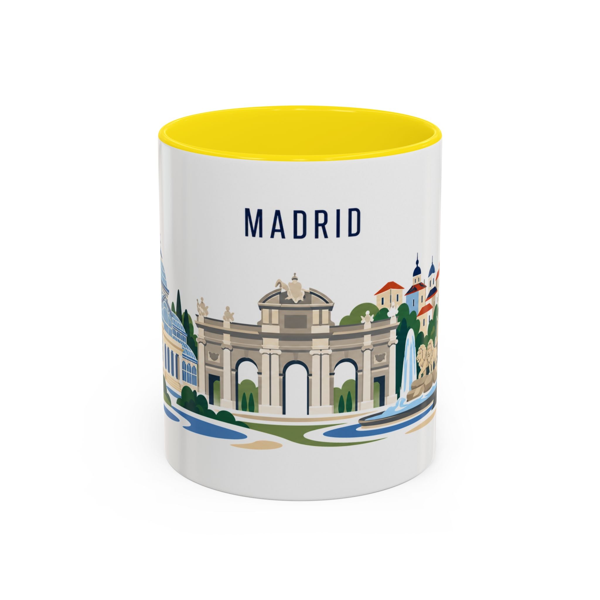 Madrid Coffee Mug | Spain Travel Souvenir | Porcelain Decal City Gift | 11oz 15oz Accent Mug