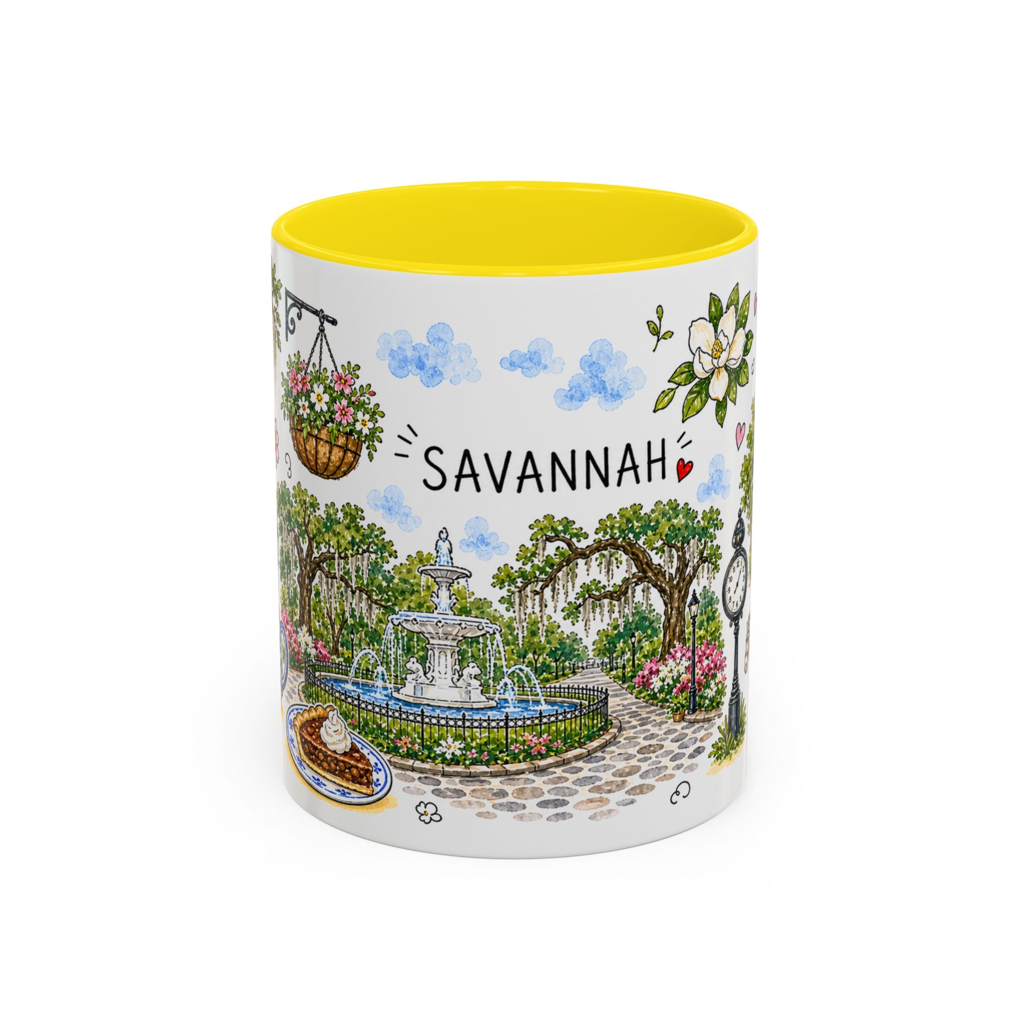 Savannah Illustrated Travel Mug | City Souvenir Accent Coffee Mug | 11oz 15oz Ceramic Cup