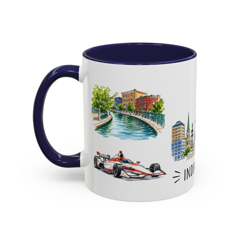 Indianapolis Illustrated Travel Mug | City Souvenir Accent Coffee Mug | 11oz 15oz Ceramic Cup