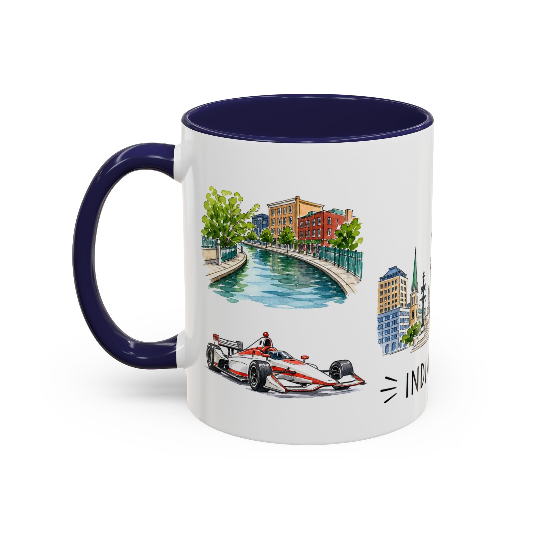 Indianapolis Illustrated Travel Mug | City Souvenir Accent Coffee Mug | 11oz 15oz Ceramic Cup