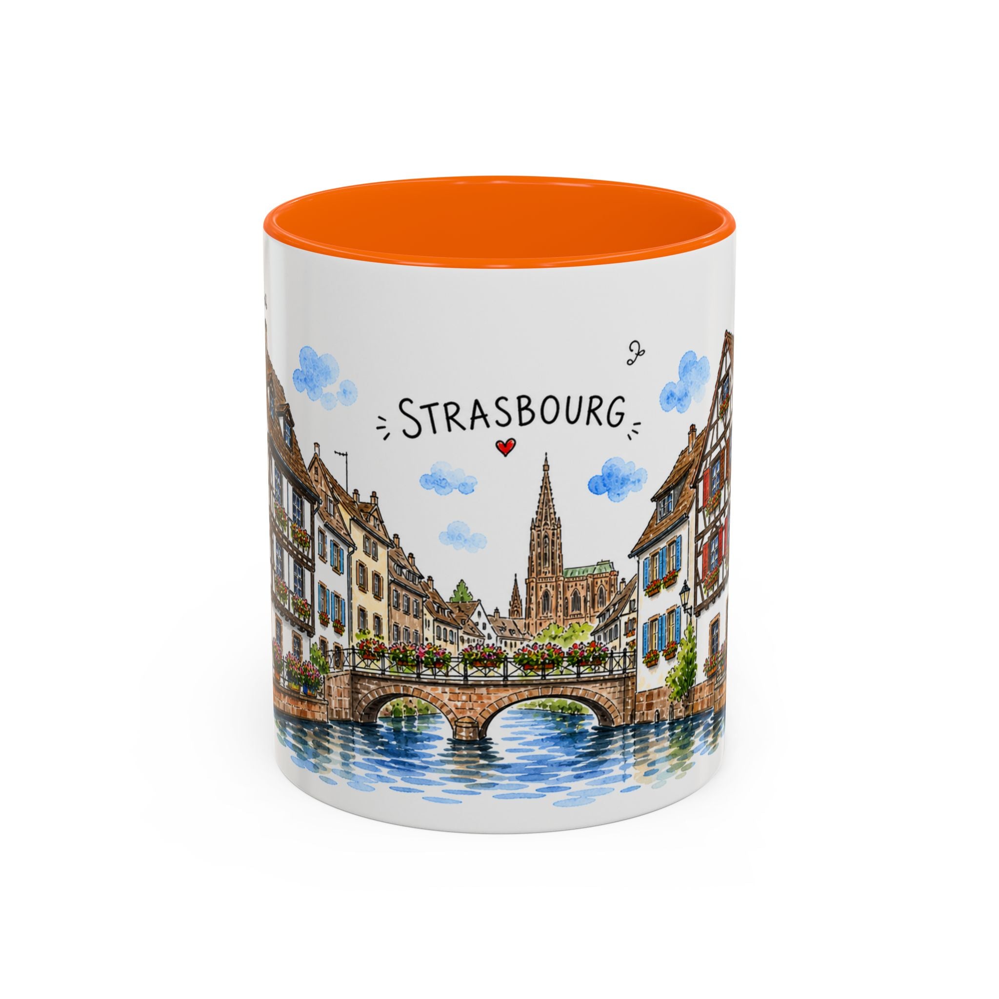 Strasbourg Illustrated Travel Mug | France Souvenir Accent Coffee Mug | 11oz 15oz Ceramic Cup