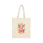 Seize The Day Tote Bag | Ancient Wisdom Quote Canvas Bag | Colorful Philosophy Gift