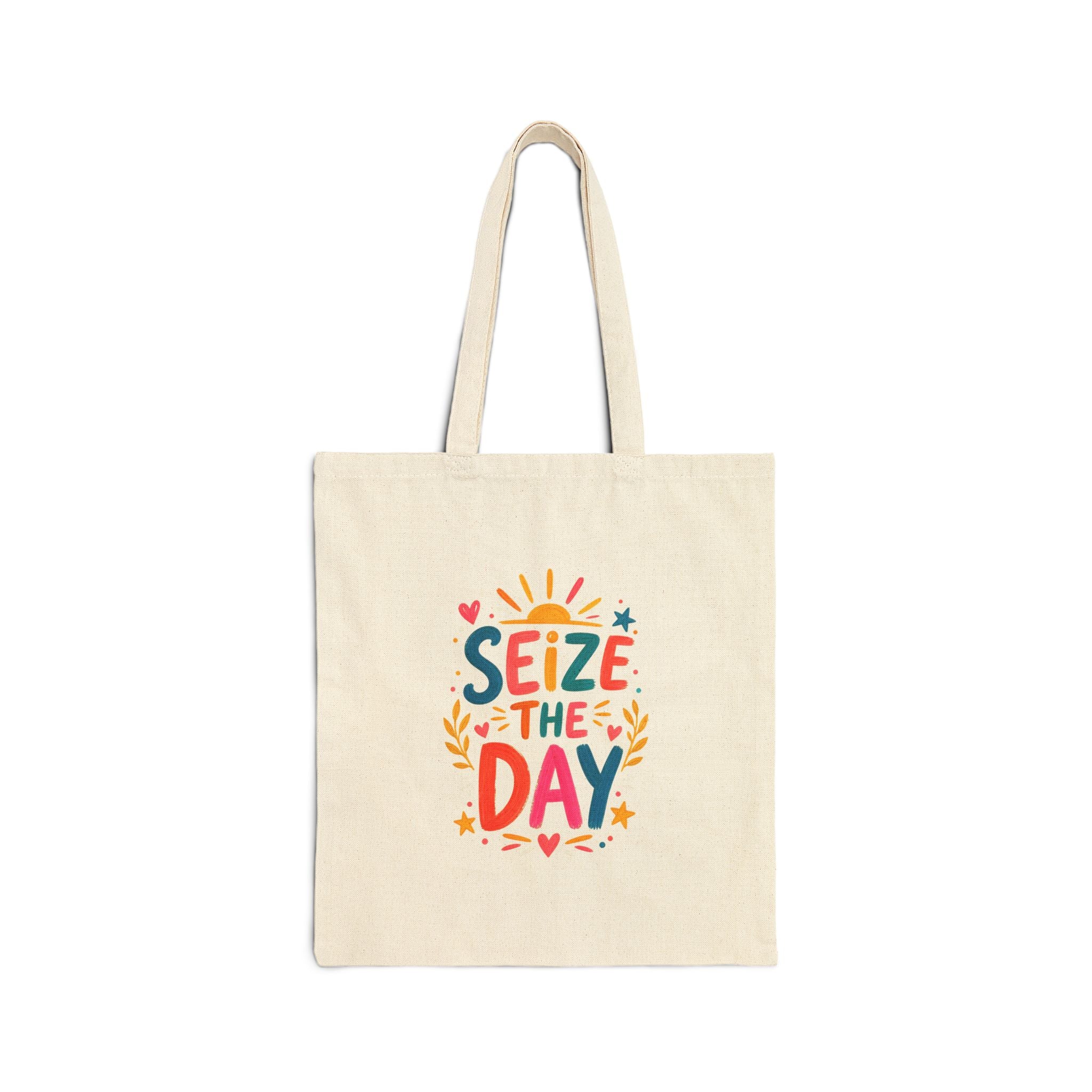 Seize The Day Tote Bag | Ancient Wisdom Quote Canvas Bag | Colorful Philosophy Gift