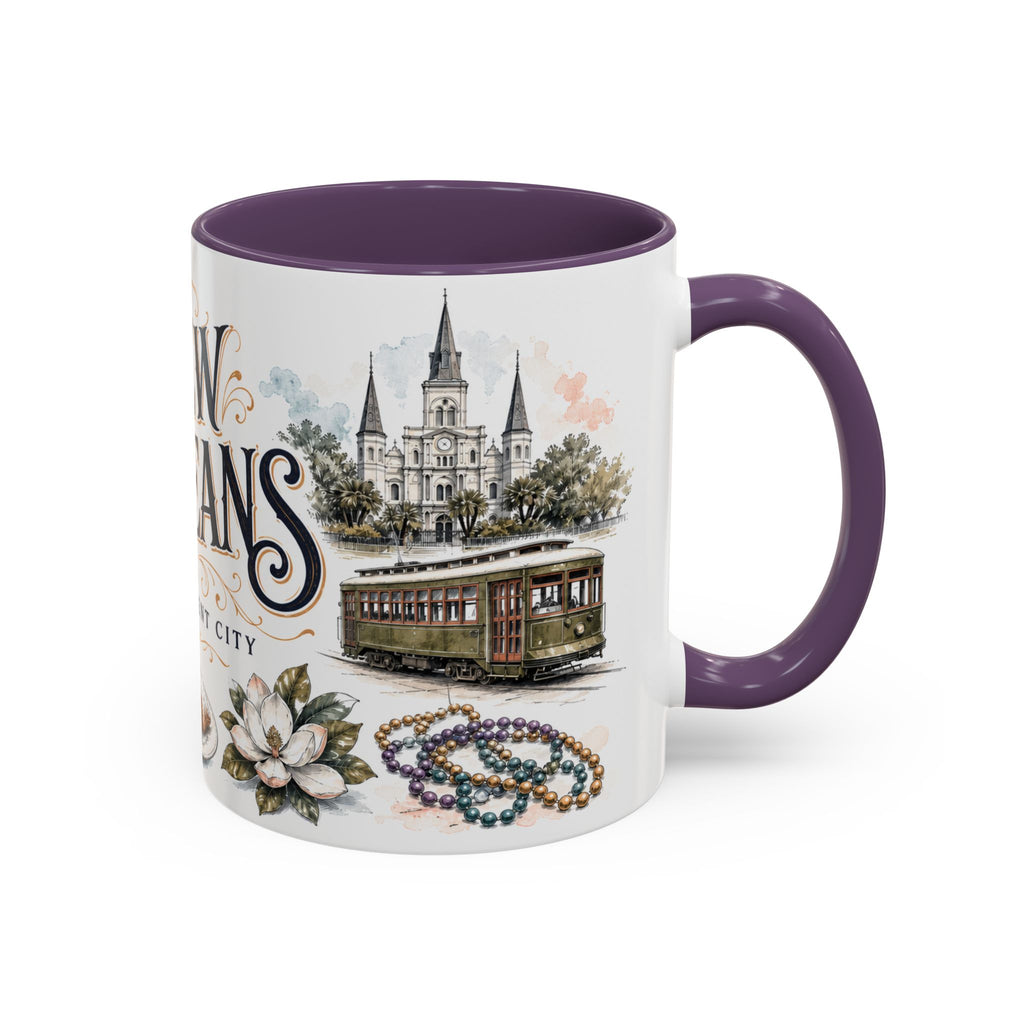 New Orleans Coffee Mug | United States Travel Souvenir | Vintage Illustrated City Gift | 11 oz 15 oz Accent Mug