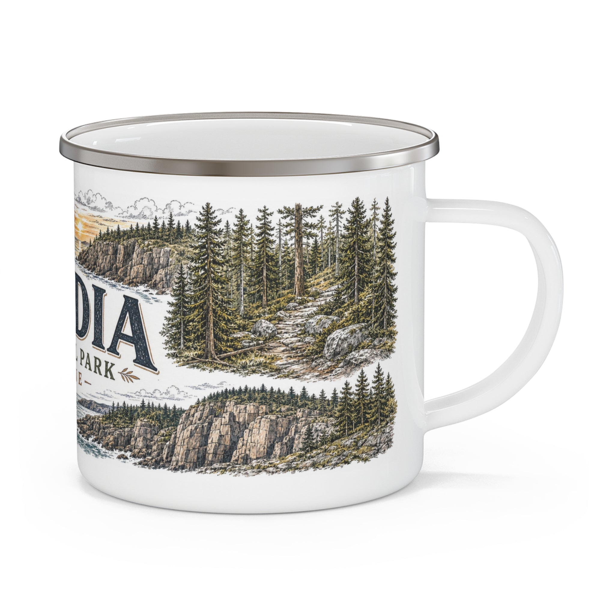 Acadia National Park Vintage Enamel Camping Mug | 12oz National Park Hiking Gift