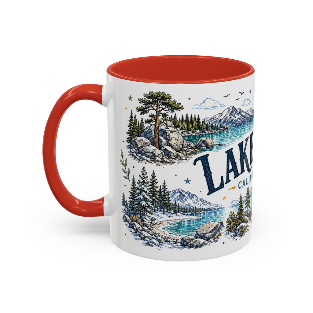 Lake Tahoe Mug, California Nevada Travel Souvenir, Bucket List Gift, Accent Ceramic Coffee Mug 11oz 15oz