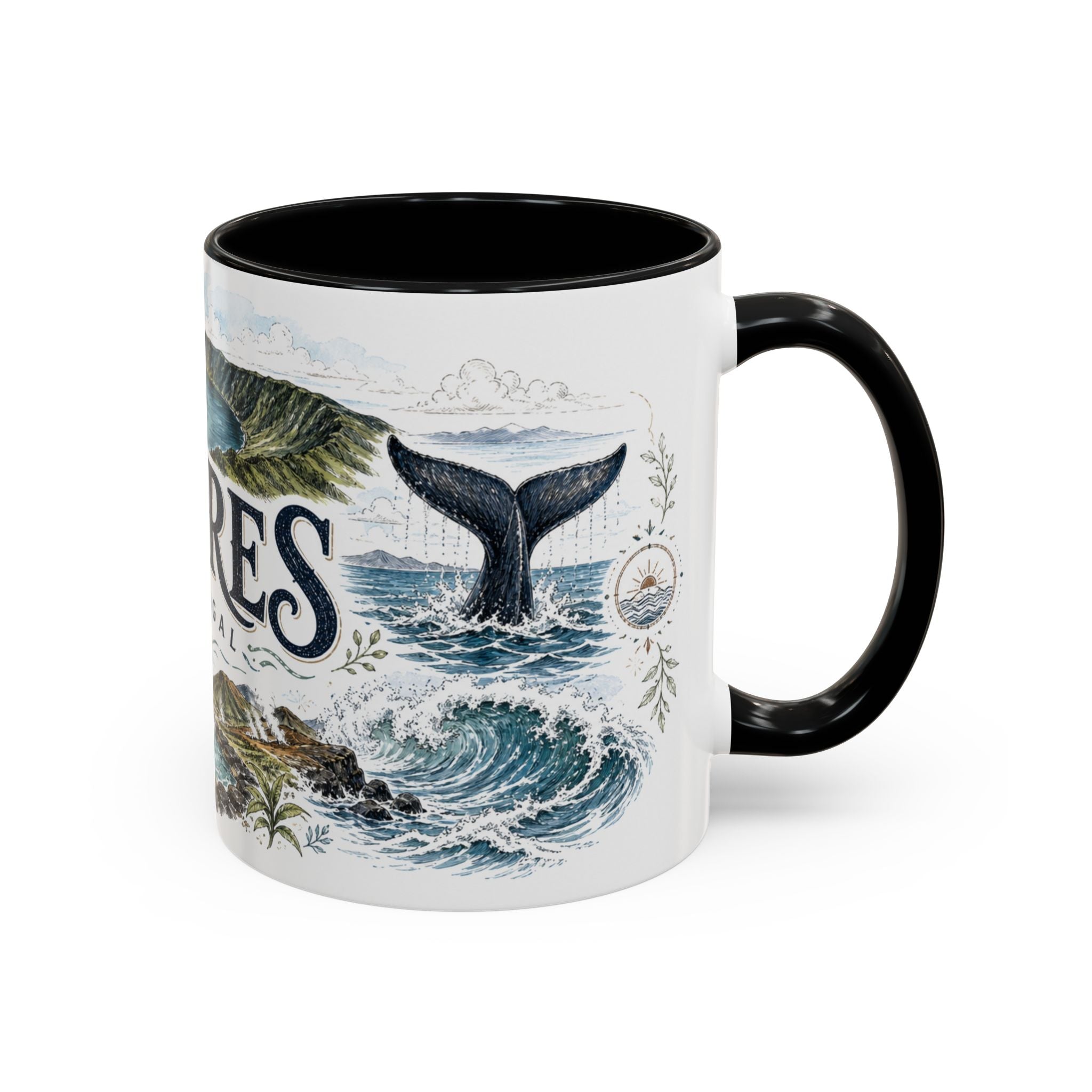 Azores Mug, Portugal Travel Souvenir, Bucket List Gift, Accent Ceramic Coffee Mug 11oz 15oz