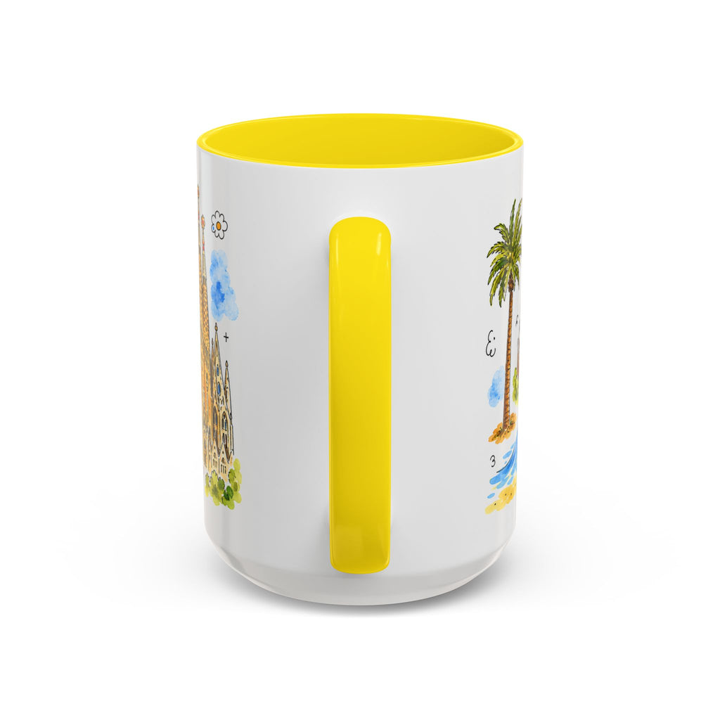 Barcelona Travel Mug | European City Souvenir Accent Coffee Mug | 11oz 15oz Ceramic Cup