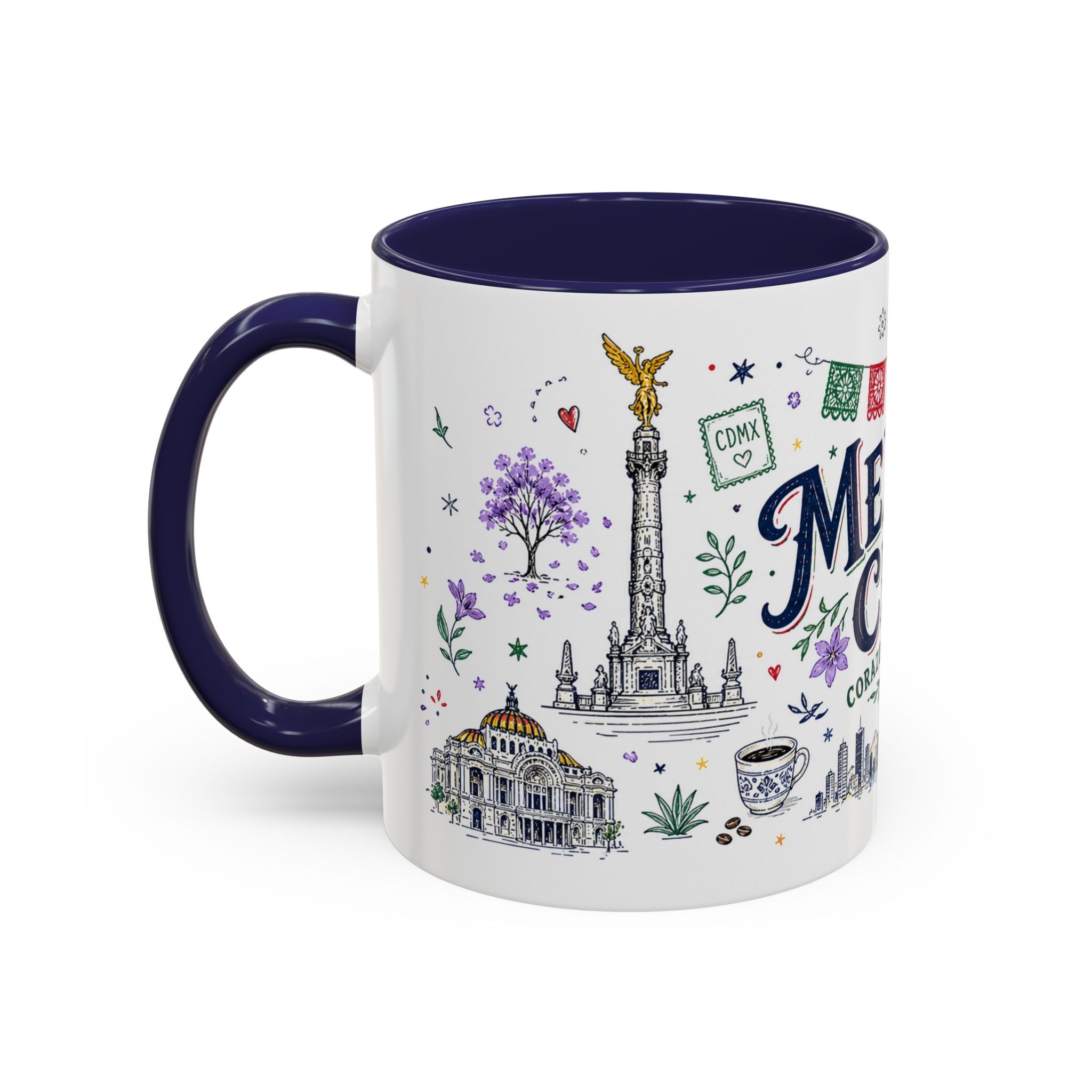 Mexico City Coffee Mug | Mexico Souvenir Travel Gift | Accent Color Ceramic 11oz 15oz