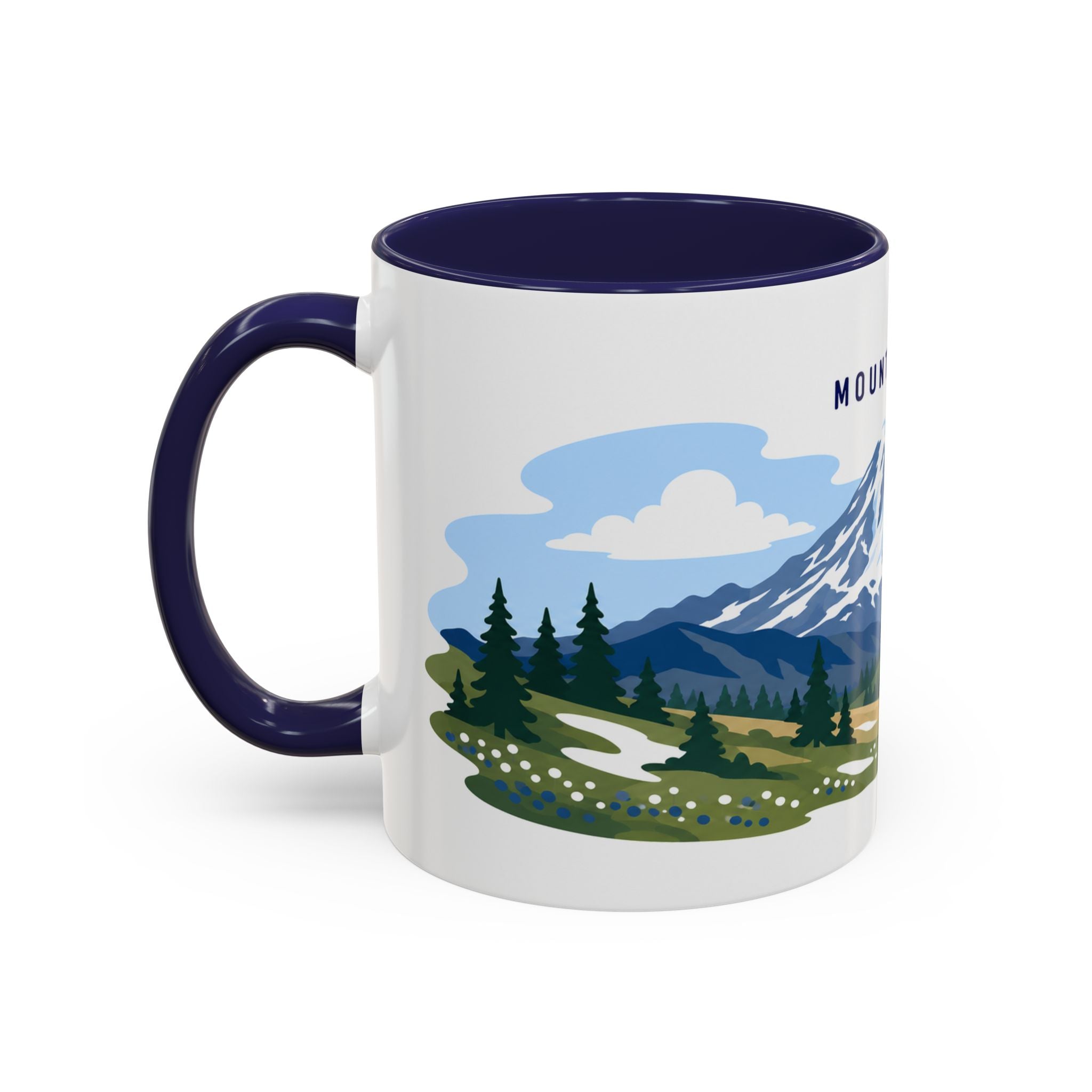 Mount Rainier National Park Coffee Mug | Solid Color Block Park Souvenir | 11oz 15oz Accent Mug