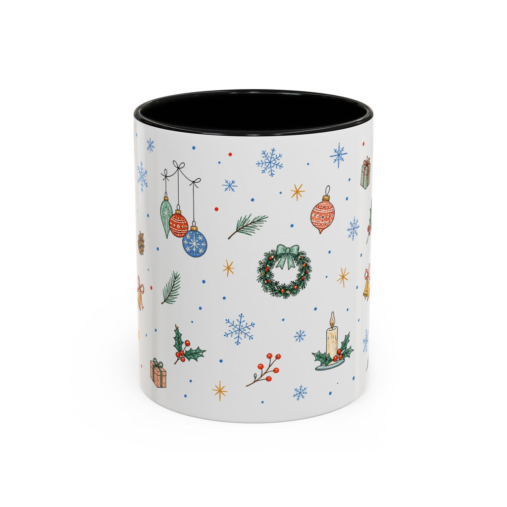 Christmas Ornament Mug | Snowflake Watercolor Holiday Gift | Accent Cup 11oz 15oz